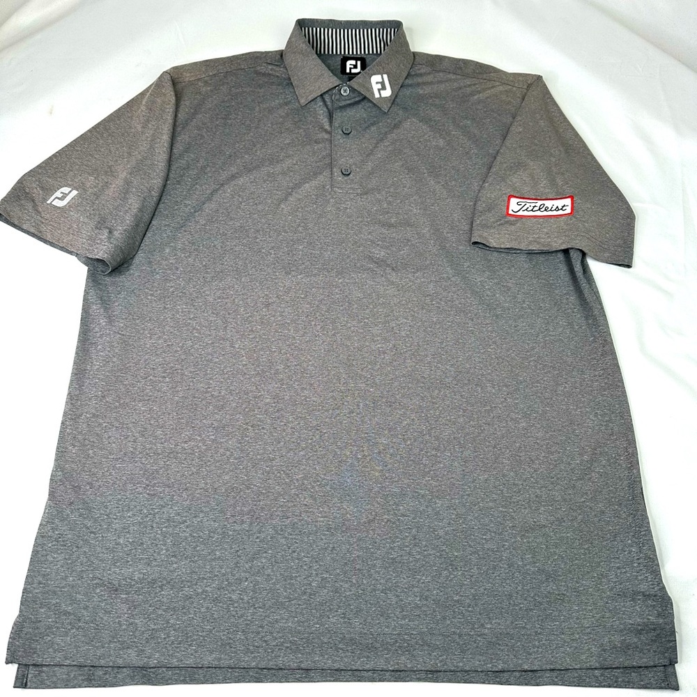 Foot Joy Polo Shirt Mens XL Gray Heather Golf Titleist Tour Logo
